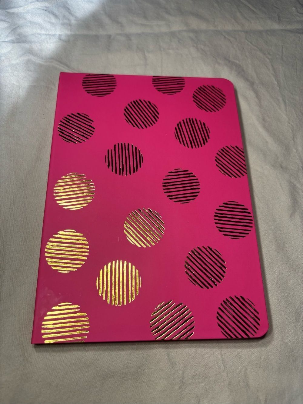 New Hot Pink Notebook with Gold Polka Dot Accents 72 Pages Journal Diary